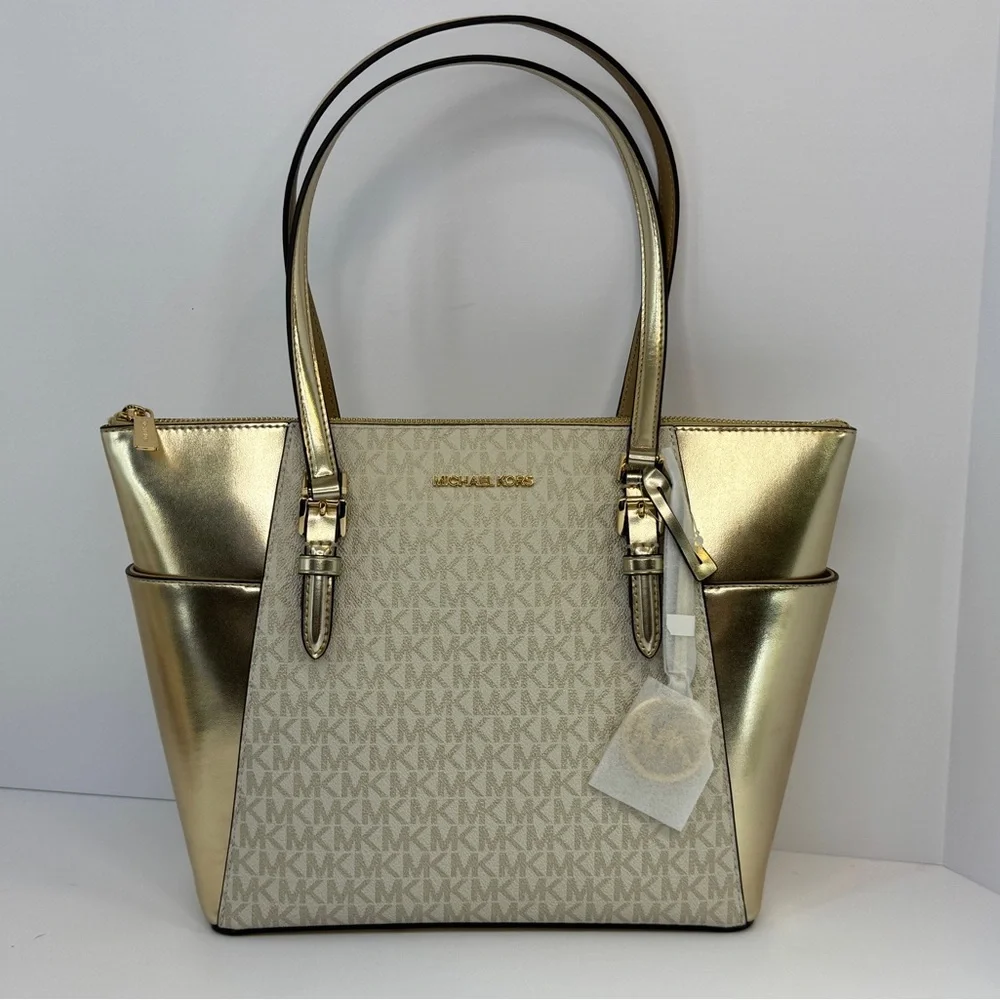 Michael Kors Charlotte Large Pale Gold Tote Bag